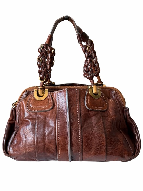 Chloe Handbags - Chloé Héloïse Brown Distressed Leather Braided Shoulder Bag